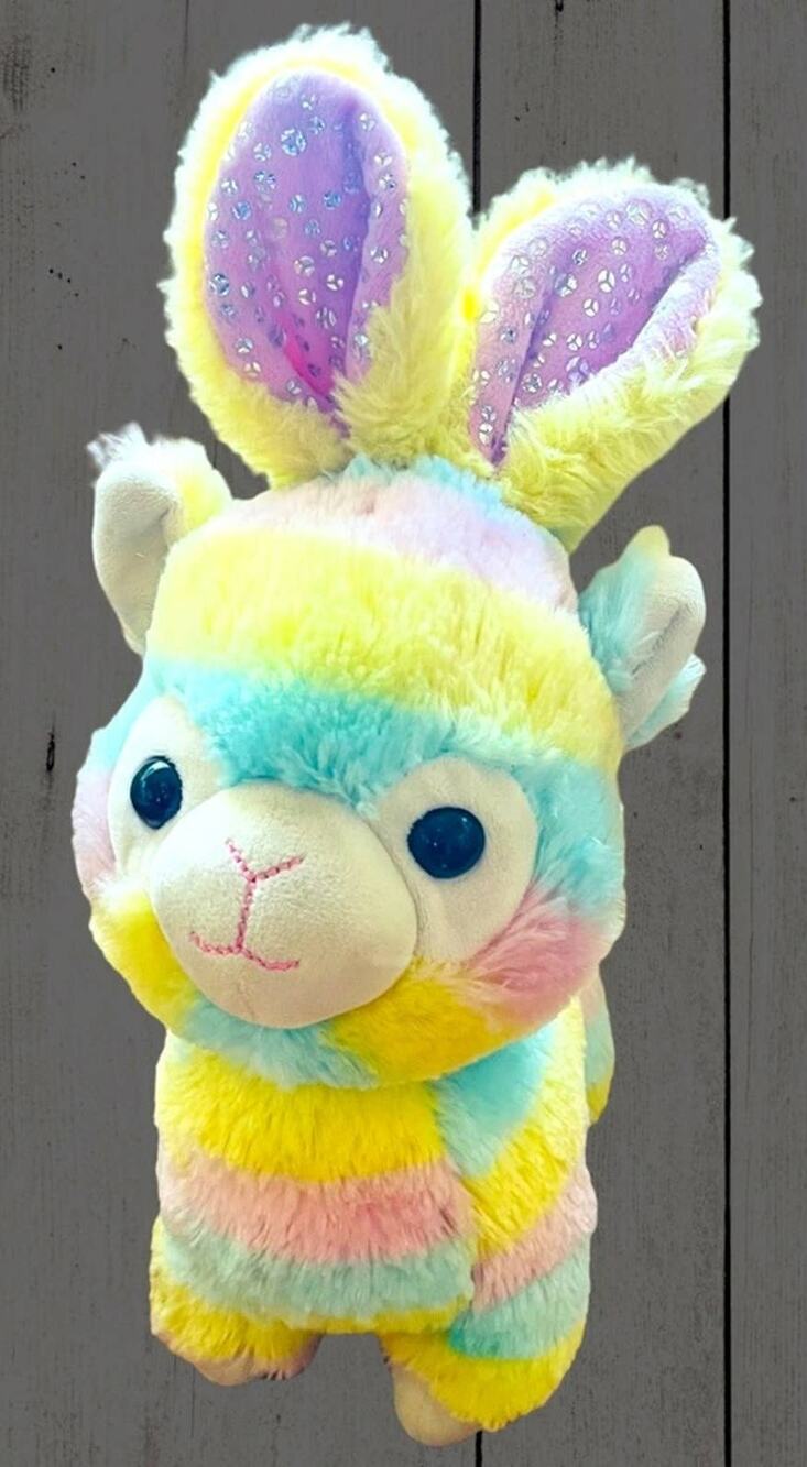 Striped Easter Bunny Llama plush Tie Die 10" Cottage Core Farm Core Holiday Soft